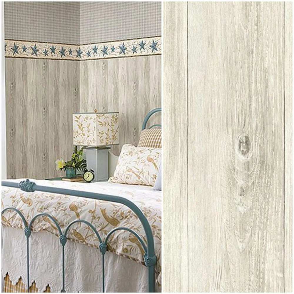 Wallpaper Thatcher Cream Wood Plank